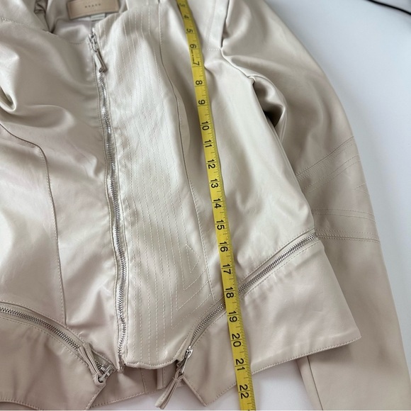 BLANKNYC Faux Leather Moto Jacket in Ivory Beige - Size M - Picture 10 of 13